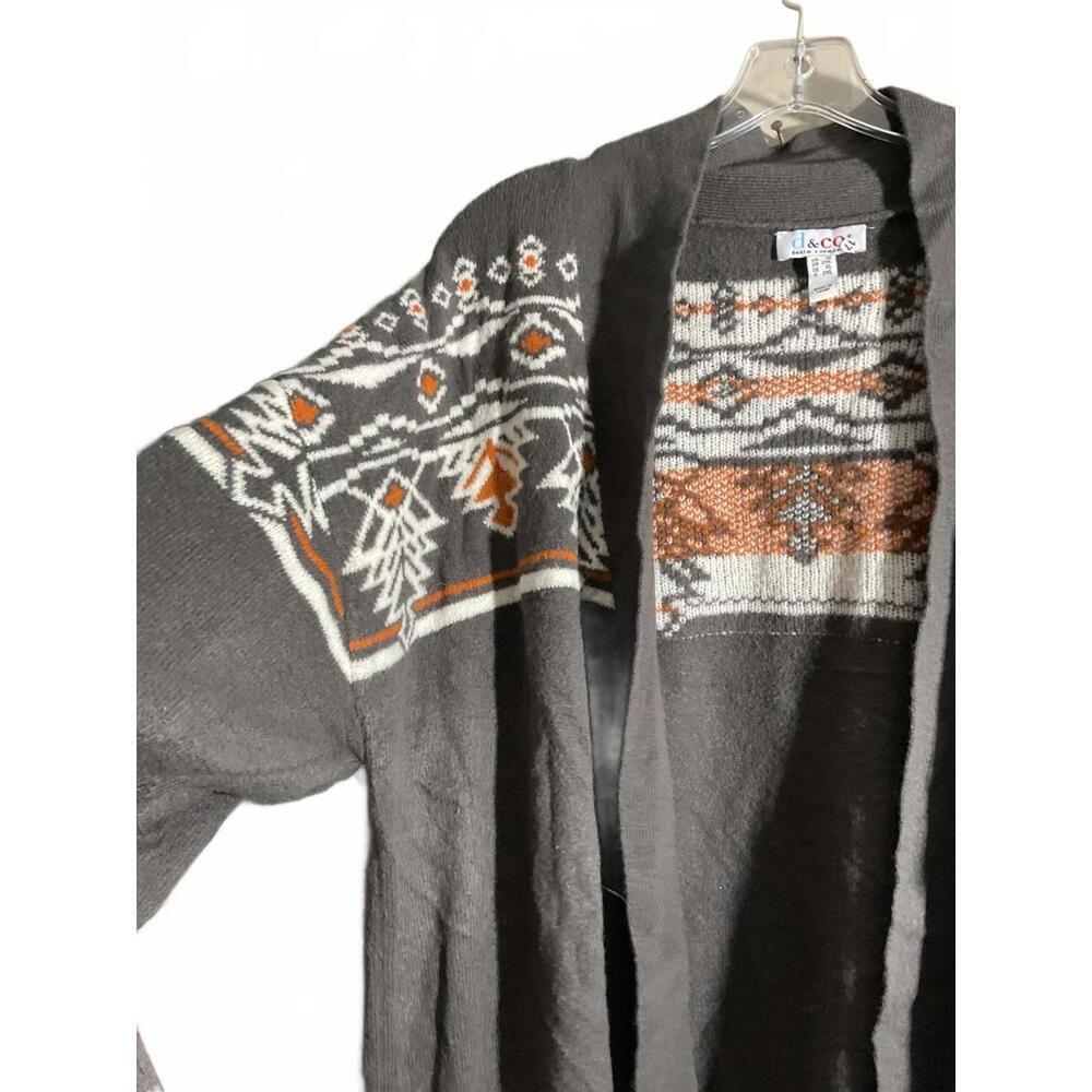 D& co Stylish Aztec Print Open Front Cardigan 1X - Picture 4 of 10